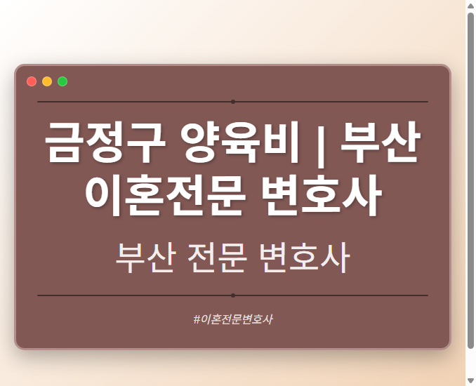 금정구 양육비 | 부산 이혼전문 변호사