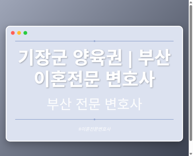기장군 양육권 | 부산 이혼전문 변호사
