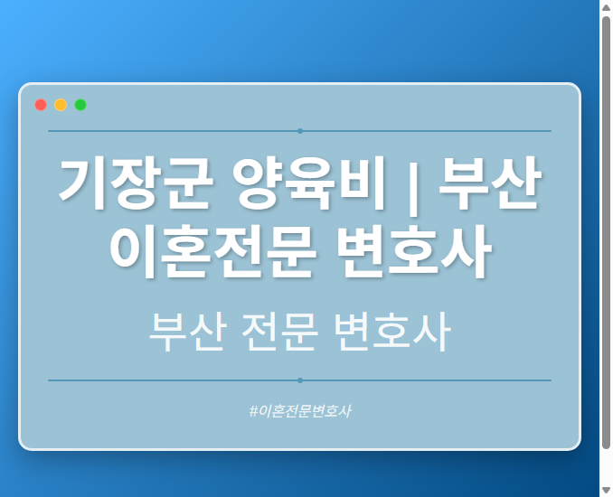 기장군 양육비 | 부산 이혼전문 변호사