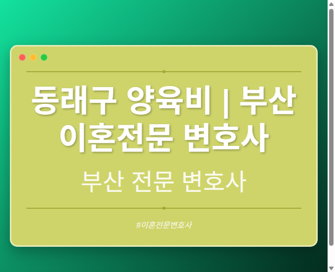 동래구 양육비 | 부산 이혼전문 변호사