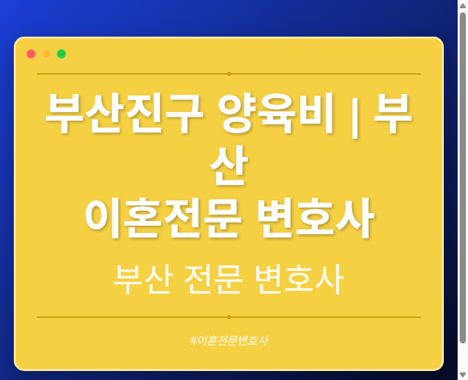 부산진구 양육비 | 부산 이혼전문 변호사