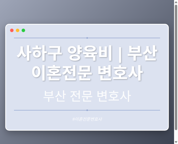 사하구 양육비 | 부산 이혼전문 변호사