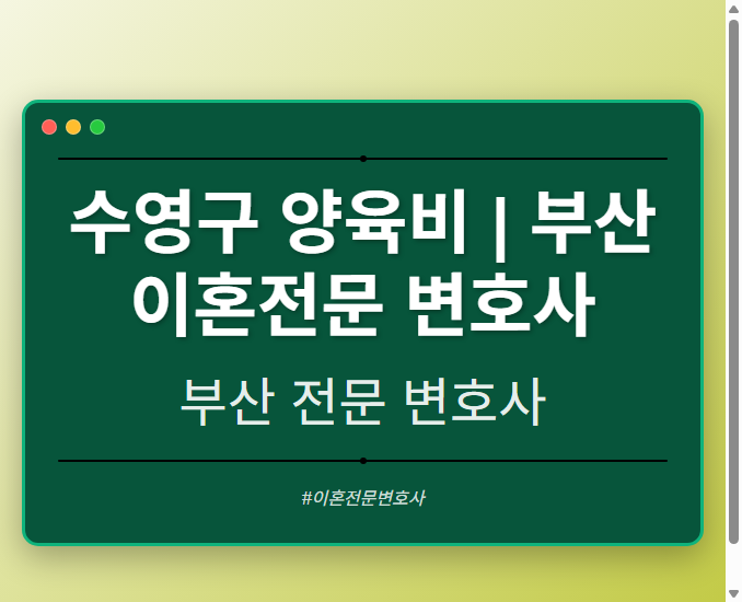 수영구 양육비 | 부산 이혼전문 변호사