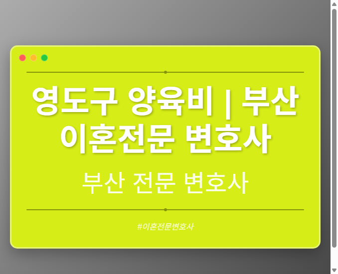 영도구 양육비 | 부산 이혼전문 변호사